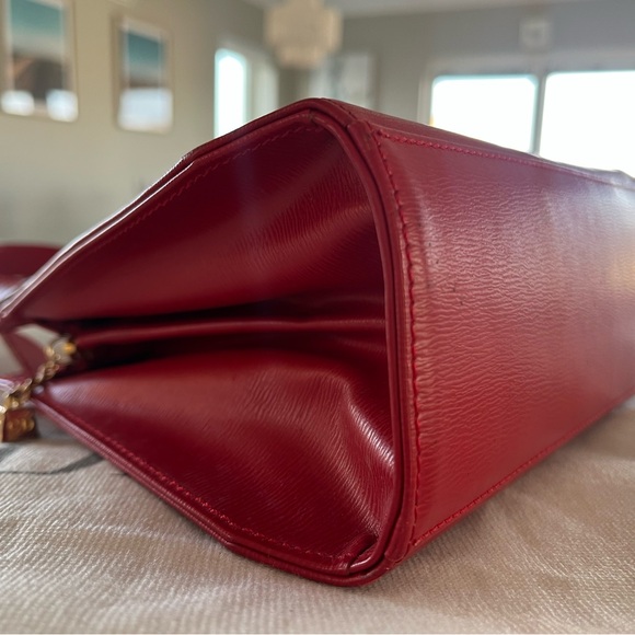 Vintage Christian Dior Red Textured Leather Mini Top Handle Handbag with Gold HW - Picture 5 of 15